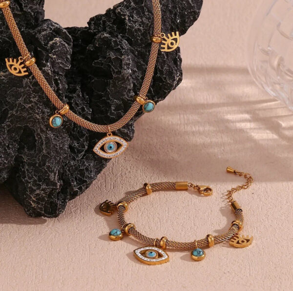 1271 Gold Plated Necklace & Bracelet - Image 2