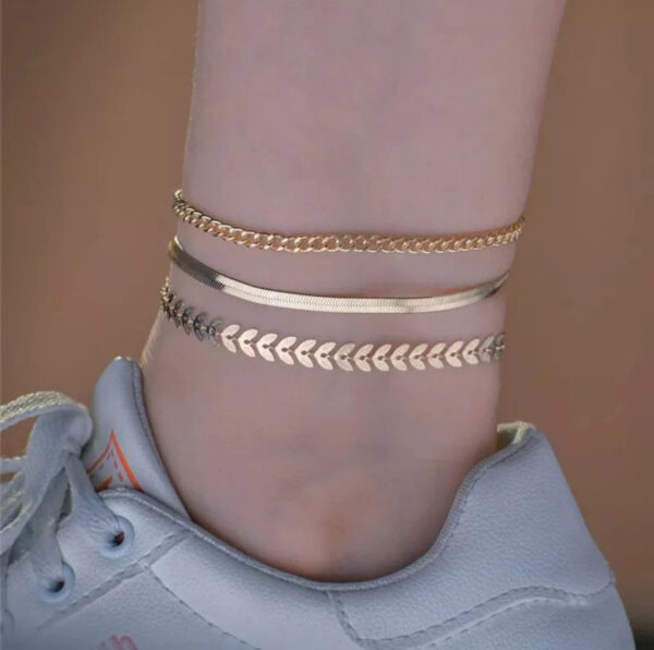 1628 Gold Plated Anklets Set