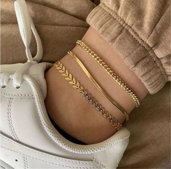1628 Gold Plated Anklets Set - Image 3