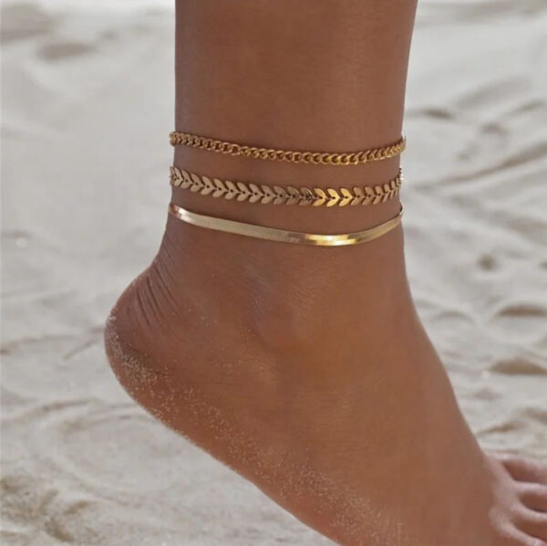 1628 Gold Plated Anklets Set - Image 4