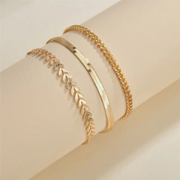 1628 Gold Plated Anklets Set - Image 5