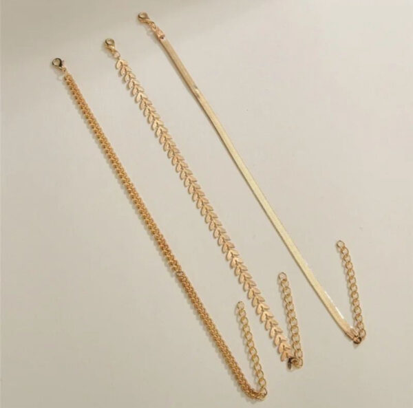 1628 Gold Plated Anklets Set - Image 6